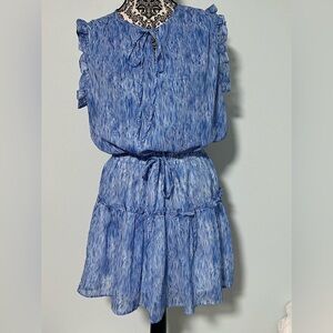 Blue Ruffle Sleeve Dress